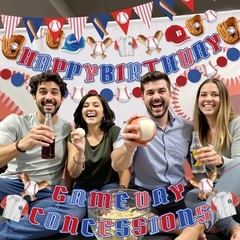 Homarkable Pre-Strung Baseball Party Decorations with Concessions Blue&red
