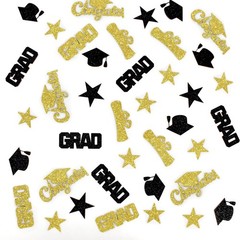 Vofrise 200pcs Blue Gold 2025 Graduation Confetti Cap Star Table Decor