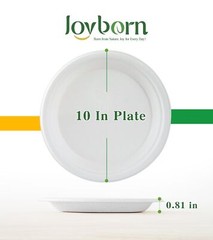 100% Compostable Paper Plates, 10 Inch, 125 Count, Biodegradable Bagasse Plat…