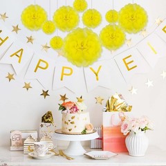 Light Yellow Tissue Paper Pom Poms Flowers 6/10/12/14 Inch 20 PCS Decoration