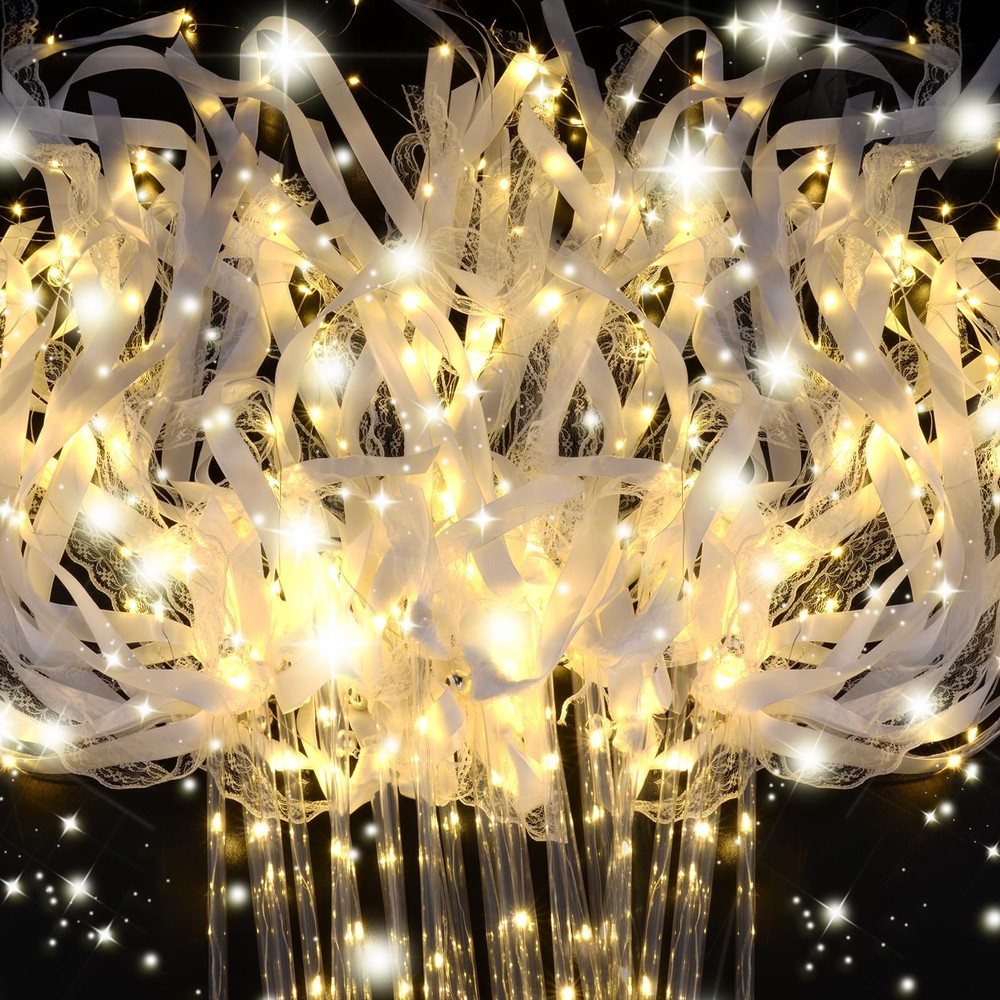 HONLYNE 200PCS Light up Wands for wedding, Wedding Wands Streamers with 3 Col…