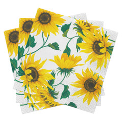 Sunflowers Napkins SUNFLOWERS ON WHITE 20 Cocktail Paper Napkins with Sunflowers