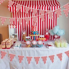 6 Pack Carnival Circus Party Decorations Striped Pennant Banner Red White