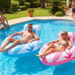 Inflatable Pool Float Adult with 50W Air Pump,Heart Shape Pool Float Chair wi…