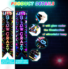 Tegeme 2 Pcs Glow in the Dark Party Supplies Neon Happy Birthday Banner Let’S Gl
