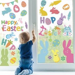 9 Sheet Easter Window Clings Decorations For Glass Spring Rabbit Egg Decals