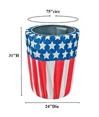 Patriotic Flag Design Plastic Trash Can Slip Cover July 4th 31″H x 71″circ #805