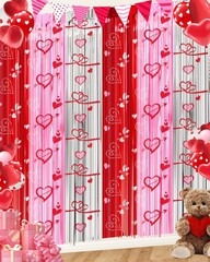 2 PCS Foil Fringe Curtains 3.3×6.6 Ft Red Pink Silver Tinsel Streamer