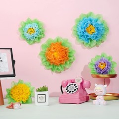 18 Pcs Large Colorful Fiesta Paper Flowers Classroom Tissue Paper Flowers Cre…