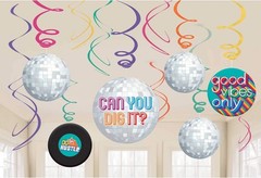 Good Vibes 60’s & 70’s Decades Retro Theme Party Hanging Swirl Decorations