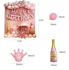 Happy Birthday Decorations Lipstick Balloons Wine Let’s Party Birthday
