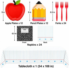 73Pcs Back to School Decorations, First Day of School Decorations with Apple Pla