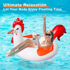 Inflatable Pool Floats with Lights, 63″ Chicken Pool Floaties with Solar Powered