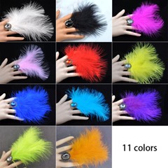 1PC Feather Acrylic Crystal Ring Adjustable for Party Stage Carnival Dance Fancy