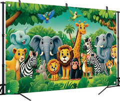 Jungle Animal Birthday Backdrop 71 X 43 Inch Safari Zoo Cartoon Banner with Lion