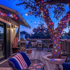 Memory & Timer Function – Red White Blue Memorial Day Lights