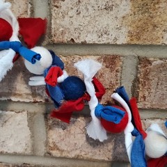 Red, White & Blue Felt Ball & fabric strip Garland, 6′