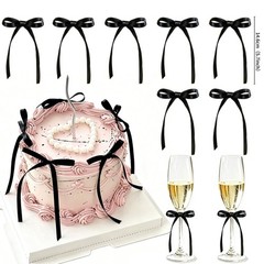 30 Pack Black Bow Cupcake & Cake Toppers for Graduation, Birthday, Wedding
