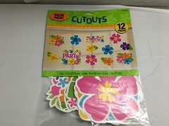 Hibiscus flower luau party cut out decorations beach party sign 12 pieces