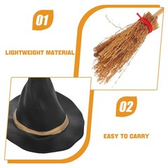 10Pcs Reusable Tiny Witch Hats with Mini Brooms Halloween Decor for Crafts