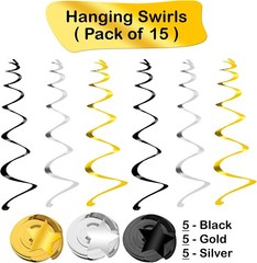 KatchOn, Black Gold and Silver Star Hanging Swirls- Pack of 30, No DIY | Star…