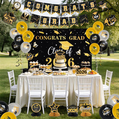 Graduation Decorations Set Class of 2026 Backdrop Congrats Grad Banner