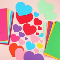Heart Paper Cutouts Bulk Valentine Day Classroom Decor Rainbow Colors 480 PCS