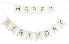 White Happy Birthday Banner Banners Baby Shower Birthday Party Decorations 20cm