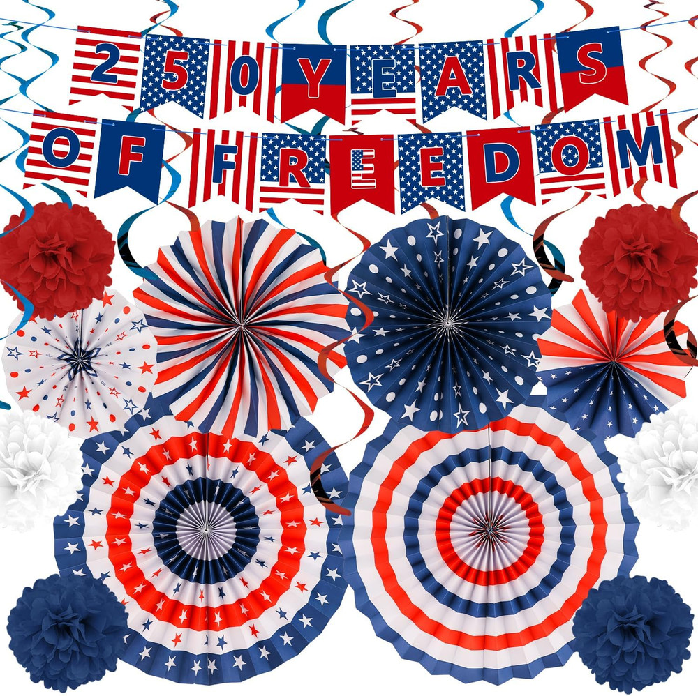 25 PCS US 250Th Anniversary Decorations Set, 4Th of July Decoration, Red White B