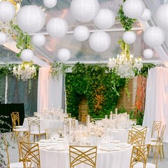 zilue Paper Lanterns Party Decorations, Round Hanging White