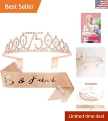 Gorgeous 75th Birthday Sash and Tiara Set: A Must for Celebrating Women