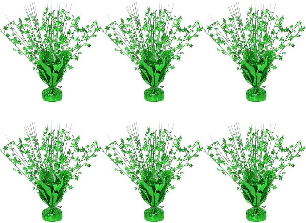 Green Foil Star Centerpiece, 6 Pack Metallic Foil Spray Centerpieces Table Decor