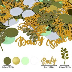 200 PCS Greenery Baby Shower Confetti Dots Light Olive Green White Gold Decor