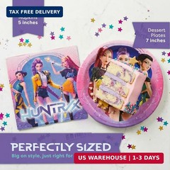 KPop Plates and Napkins – 32 Pack | Dessert-Sized | KPop Demon Hunters Birthday