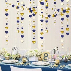 52Ft Valentines Day Party Decorations Navy Blue Gold Love Heart Garland Royal…