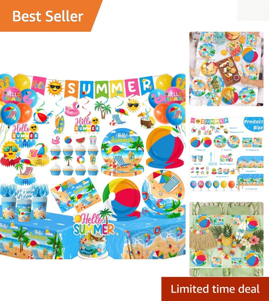Celebrate in Style: 98-Pc Summer Beach Party Supplies for Unforgettable Moments