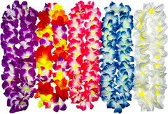 5PCS Vibrant Hawaiian Flower Leis for Luau Parties – Tropical Party Decorations