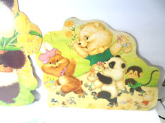 Vintage Happy Spring Easter Bunny Decorations Paper Cutout Party Set of 3