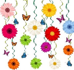 48 Pieces Spring Sun Flowers Butterfly Hanging Swirl Decorations Spirals Sunf…