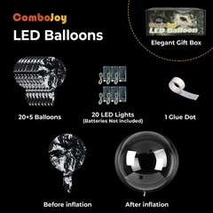 20 Pack Led Balloons Light Up with Warm White Lights, 25 Transparent Balloons…