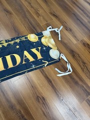 Large Happy 18Th Birthday Decoration Banner Black And Gold Happy 18Th