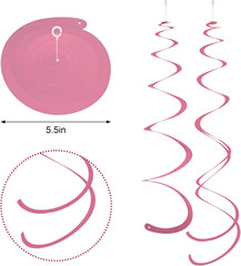 Pink Ceiling Swirl Foil Decorations Hanging Plastic Streamer Themed Swirl Party