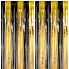2 Pack Foil Fringe Backdrop 39.6″W x 98.4″L (Pack of 2) Black and Gold