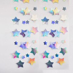 Iridescent Glitter Mixed Star Paper Garland Banner Décor 40 Feet Mixed Little an