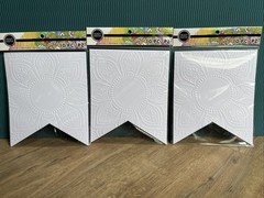 White Cardstock Embossed Banner Flags Blank Total 30 Count