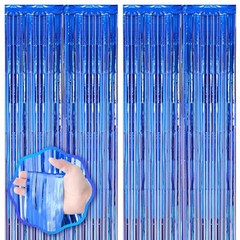 2 Pack Blue Foil Fringe Backdrop 39.6″W x 98.4″L (Pack of 2) Dark Blue