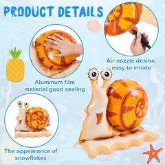 6 Pcs Standing Snail Balloons 3D Funny Snail Animal Foil Balloons Party Decor…