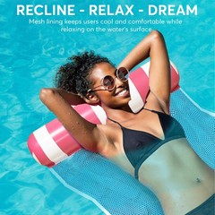 4 Pack Inflatable Pool Hammock Floats with Air Pump and Beach Ball, 4-in-1 Wa…