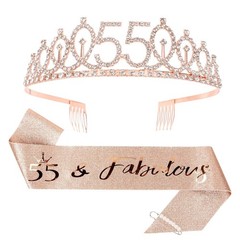 Birthday Diva Set: 55th Crown & Sash – Stunning Design for Fabulous Celebrations