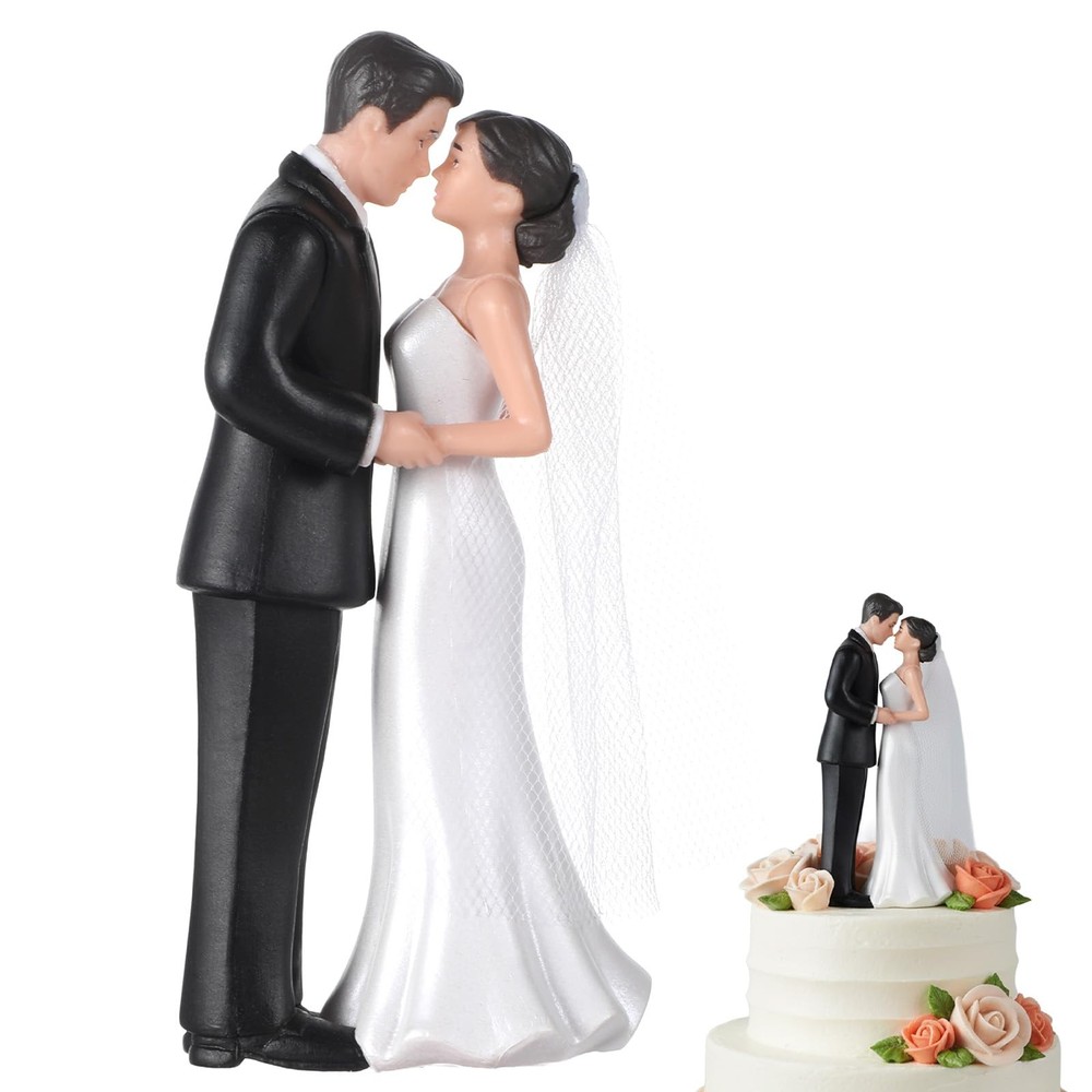 Wedding Cake Topper, 4.3″ Bride and Groom Figurine, Vintage Cake Toppers